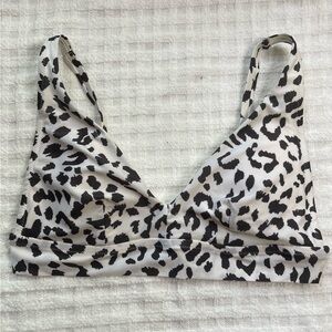 Aerie Black and White Leopard Bikini Top
